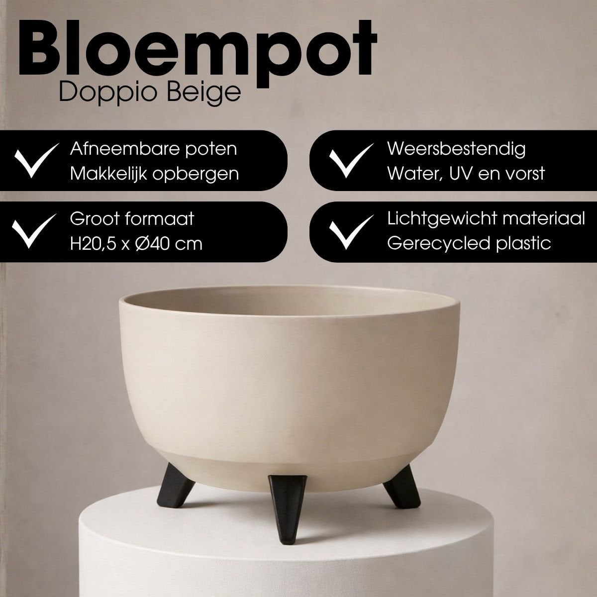 Pflanzgefäß für den Außenbereich Doppio Beige