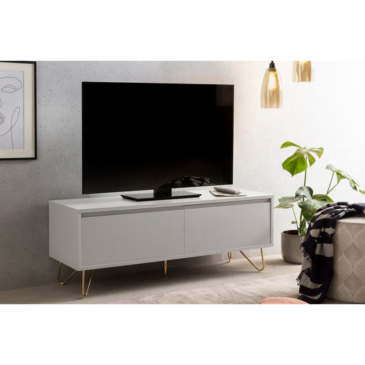 Lowboard with drawer and folding compartment, matt