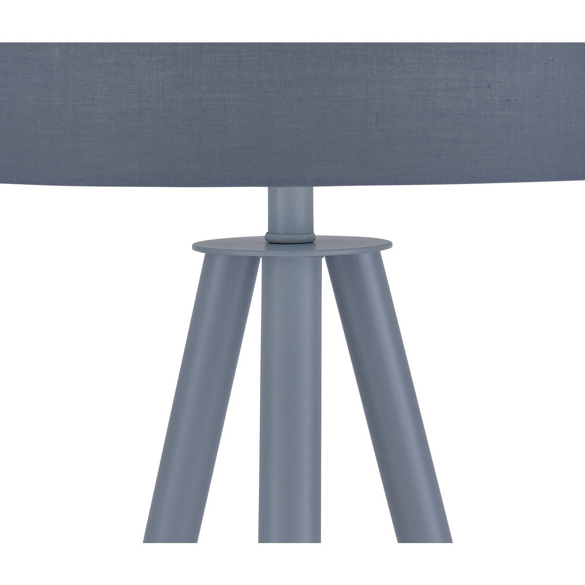 Floor lamp with wooden frame and grey/natural textile shade