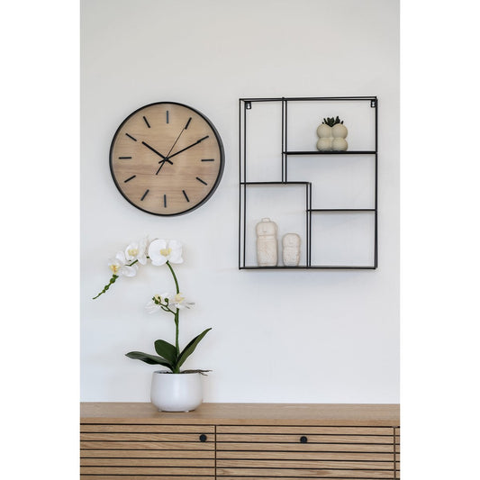 Camden Wanduhr – Schwarz/Natur, Glas, Kunststoff, Ø35 cm