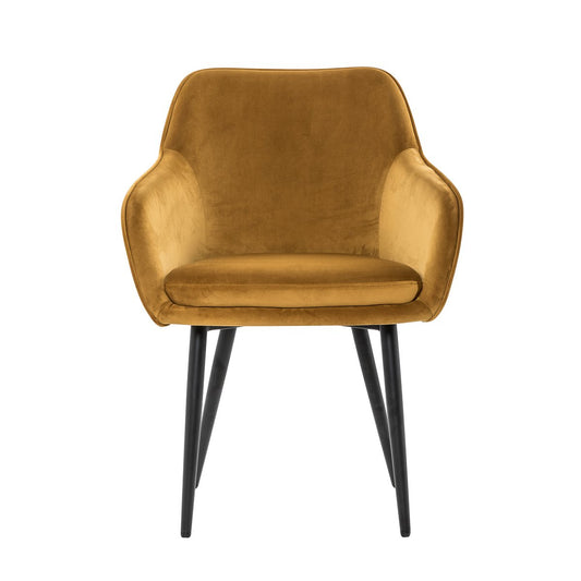 Dining chair mustard yellow velvet
