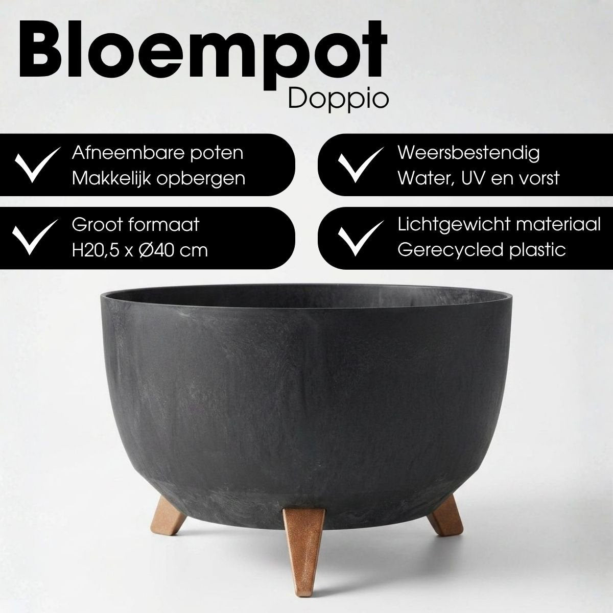 Outdoor-Pflanzgefäß Doppio Black