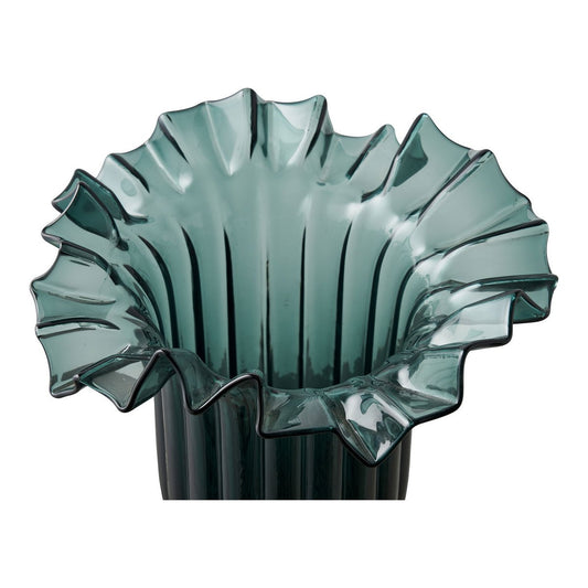 Vase, mundgeblasenes Glas, dunkelgrün, 25x30 cm