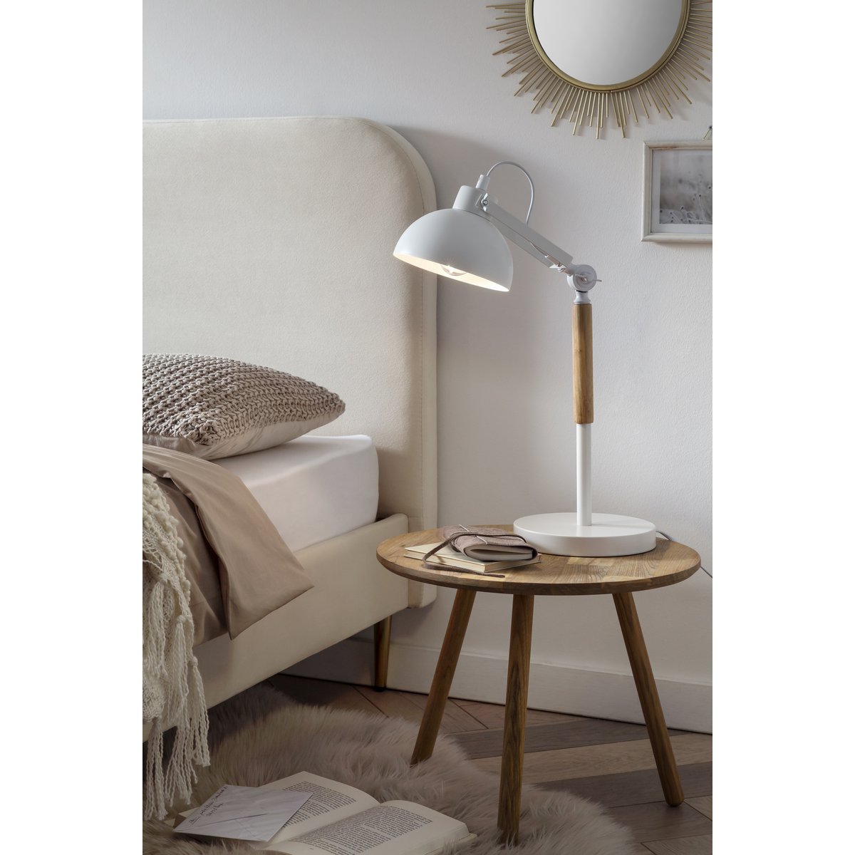 Table lamp Scandinavian white/natural