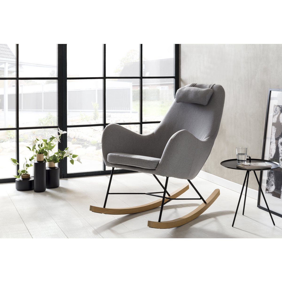 Rocking chair gray textile