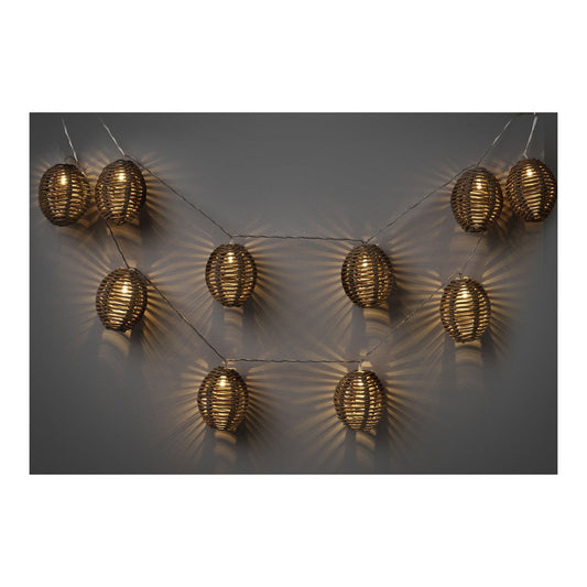 LED-Lichterkette Carlisle, Polyrattan/Metall, Natur/Schwarz