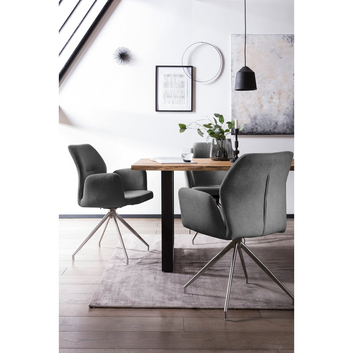 Armchair with 180° rotation function, dark gray, seat with pocket spring core
