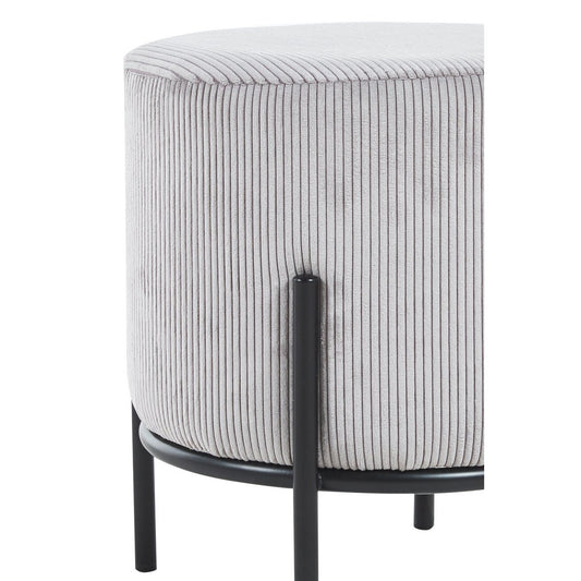 Polsterhocker Ø35 cm Cord Optik Hellgrau