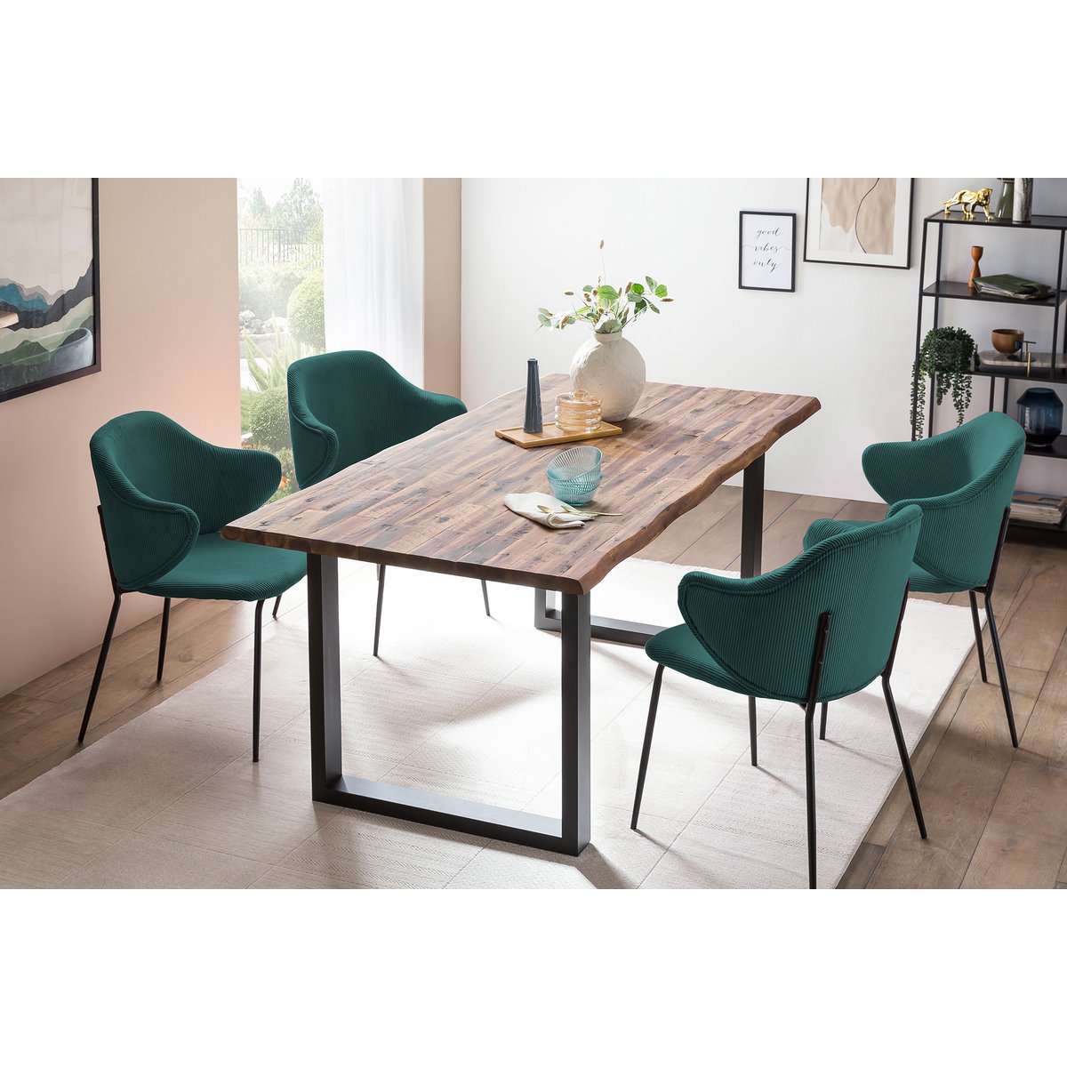 Set of 2 armchairs dark green