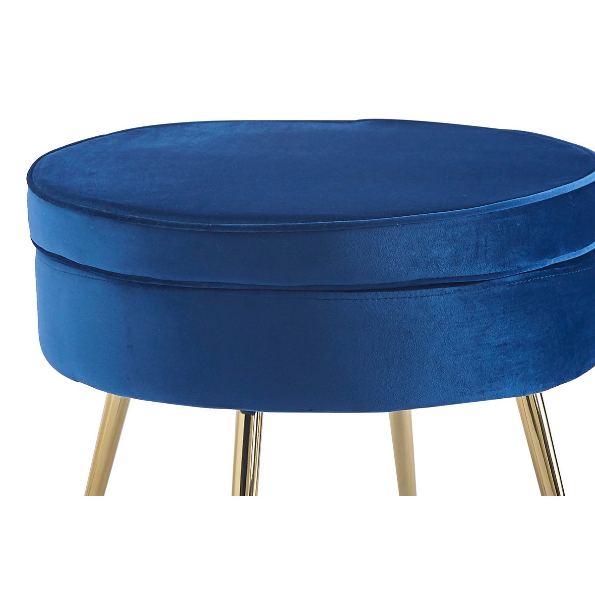 Sitzpouf rund aus Samt Dunkelblau
