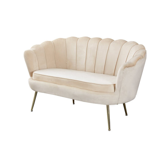 Beige velvet shell sofa