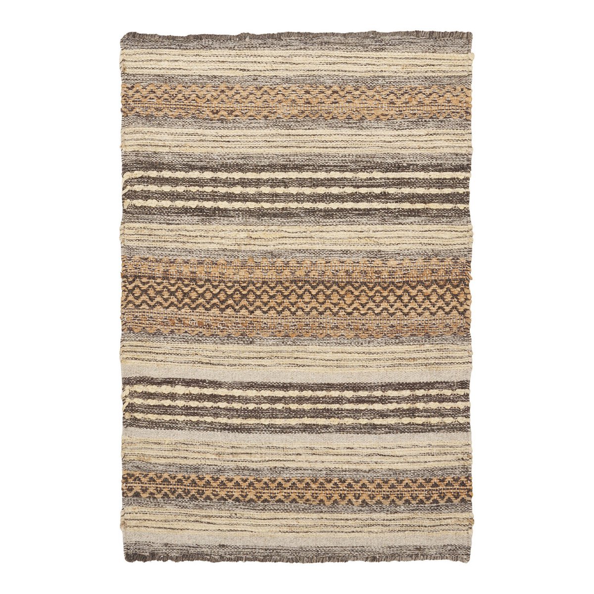 Morena Fußmatte – Natur/Grau, handgewebt, Jute/Wolle, 60 x 90 cm