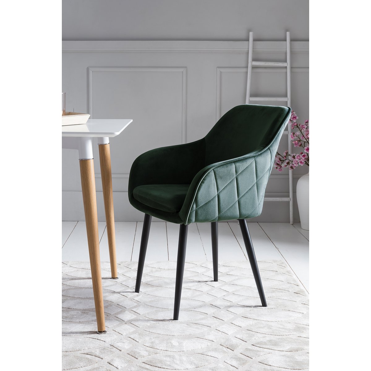 Dining chair pine green velvet