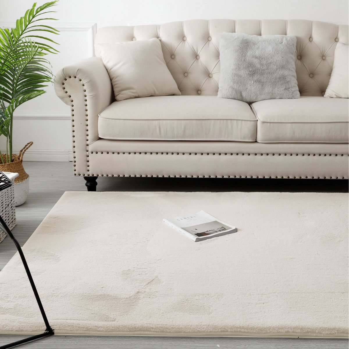 Flauschiger Teppich Creme 80x300CM
