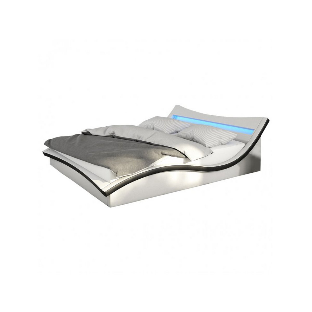 Upholstered bed 140 x 200cm LED faux leather look