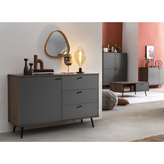 Sideboard 118 cm walnut/grey