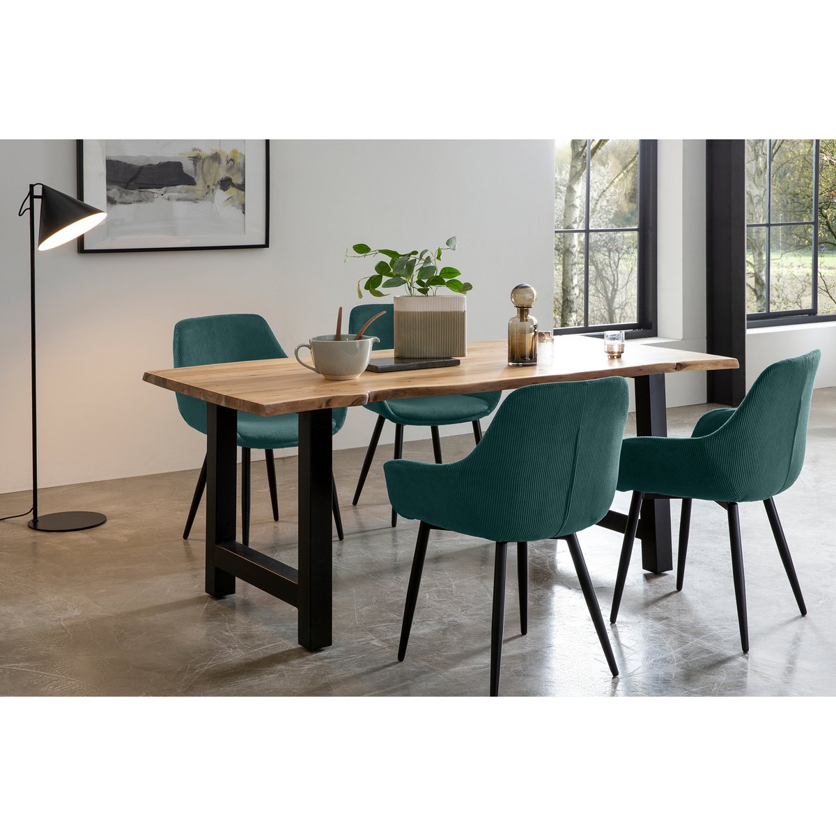 Set of 2 Corduroy Armchairs Green