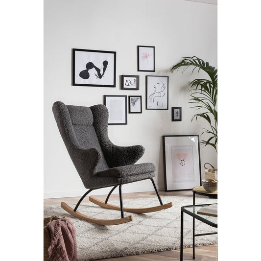 Rocking chair teddy fur grey