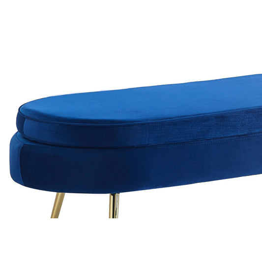Sitzpouf oval lang aus Samt Dunkelblau