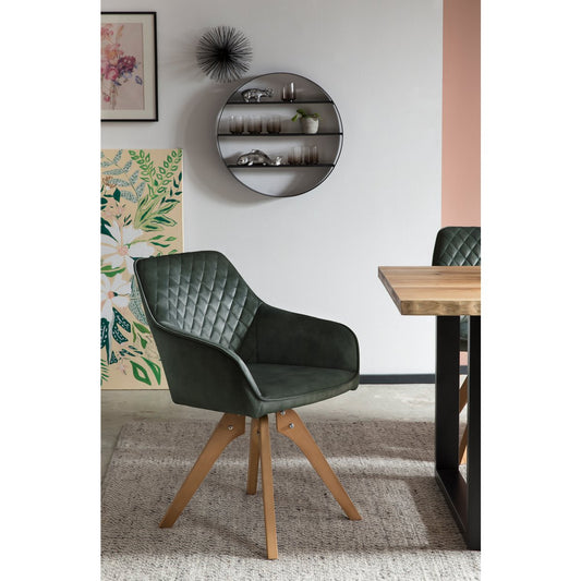 Armchair vintage velvet velor, dark green