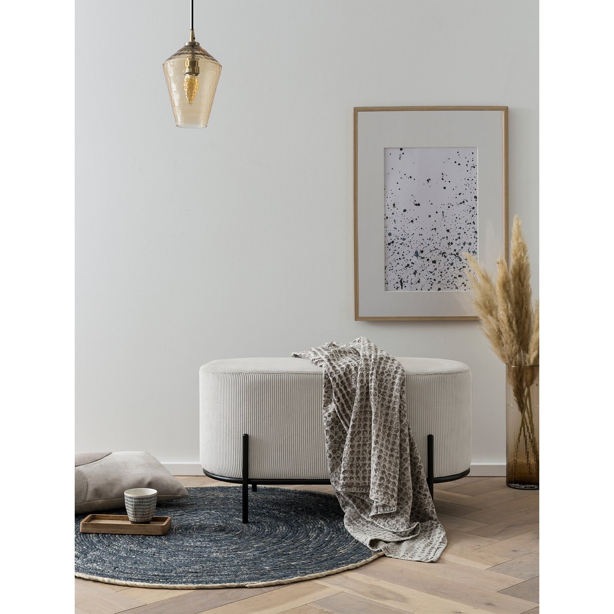 Upholstered stool cord optic beige