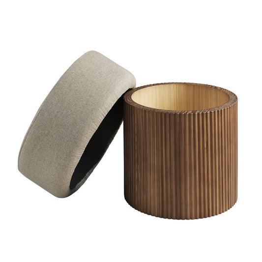 Seat pouf with storage space Ø 50 cm walnut/brown
