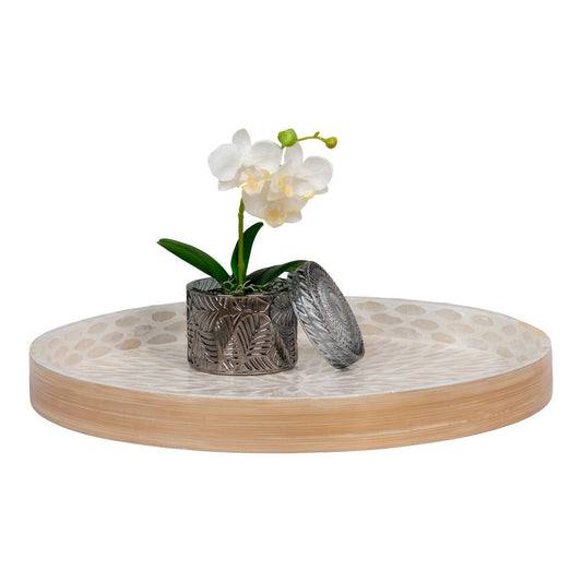 Tablett - Tablett, Bambus/Capiz, Beige, 40x40x3,5 cm