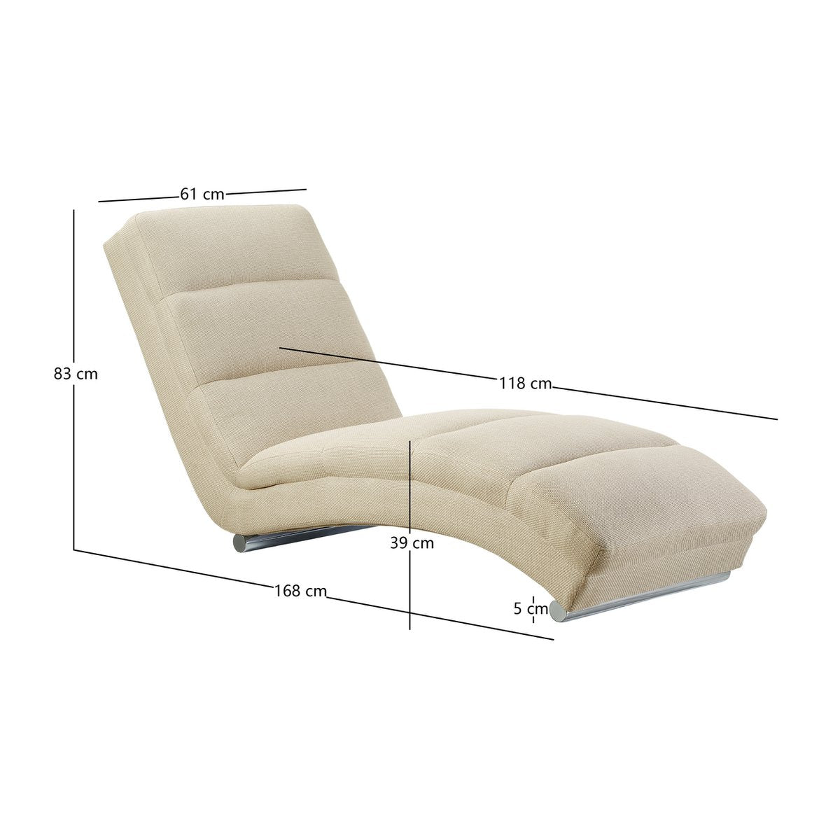 Chaise longue structured fabric beige