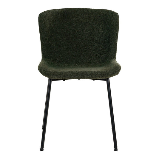 Maceda Esszimmerstuhl – Dunkelgrünes Bouclé, schwarze Beine – 2er-Set
