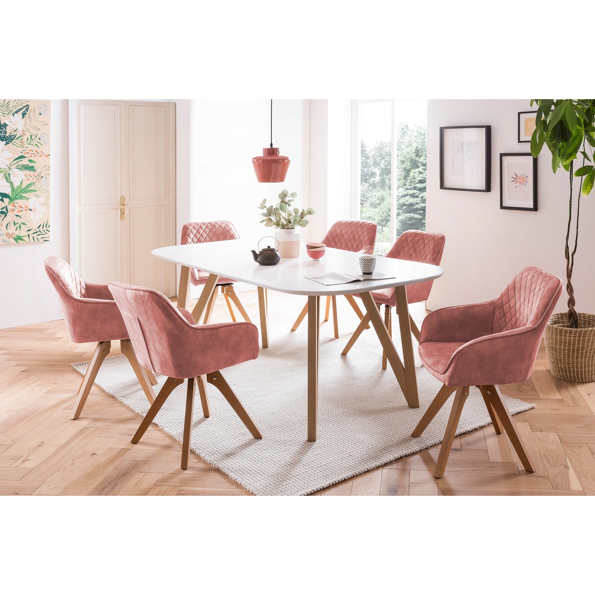 Armchair vintage velvet velor, rose