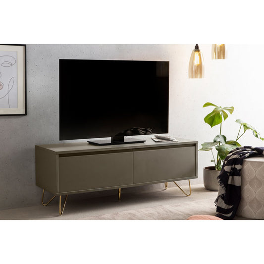 Lowboard with drawer and folding compartment, matt