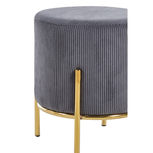 Upholstered stool Ø35 cm cord optic gray