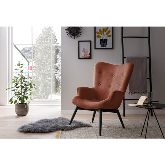 Armchair in copper textured fabric