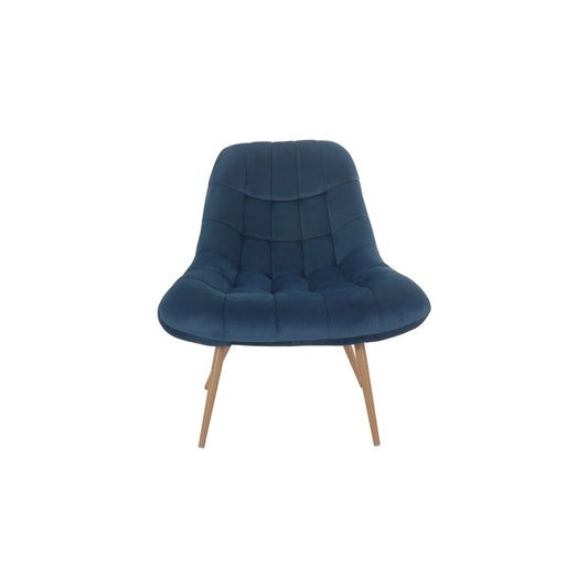Armchair XXL velvet blue metal wood look
