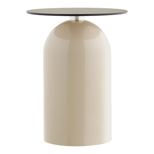 Ravello Beistelltisch, gehärtetes Glas/Metall, grau/beige, ø40x52 cm