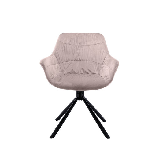 Armchair with honeycomb quilting in rose velvet