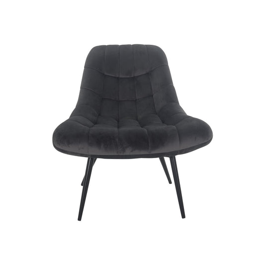 Armchair XXL velvet gray metal black