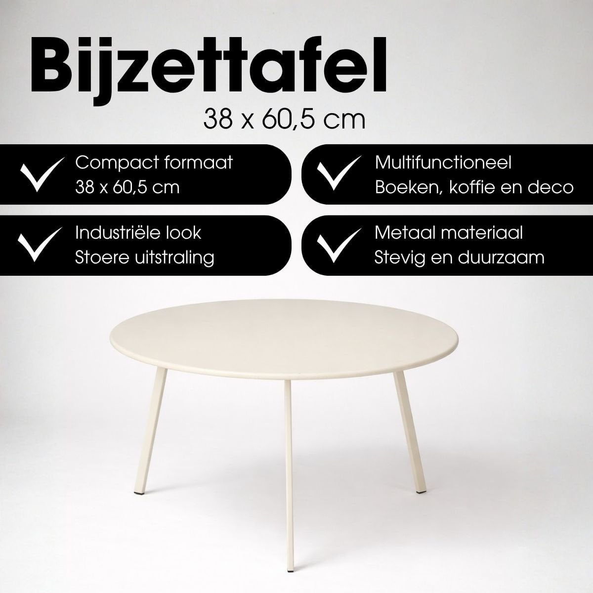 Seatle Cremefarbener Beistelltisch