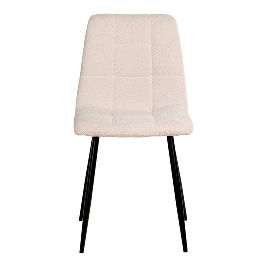 Middelfart Esszimmerstuhl – Weiß, Bouclé, schwarze Metallbeine – 2er-Set