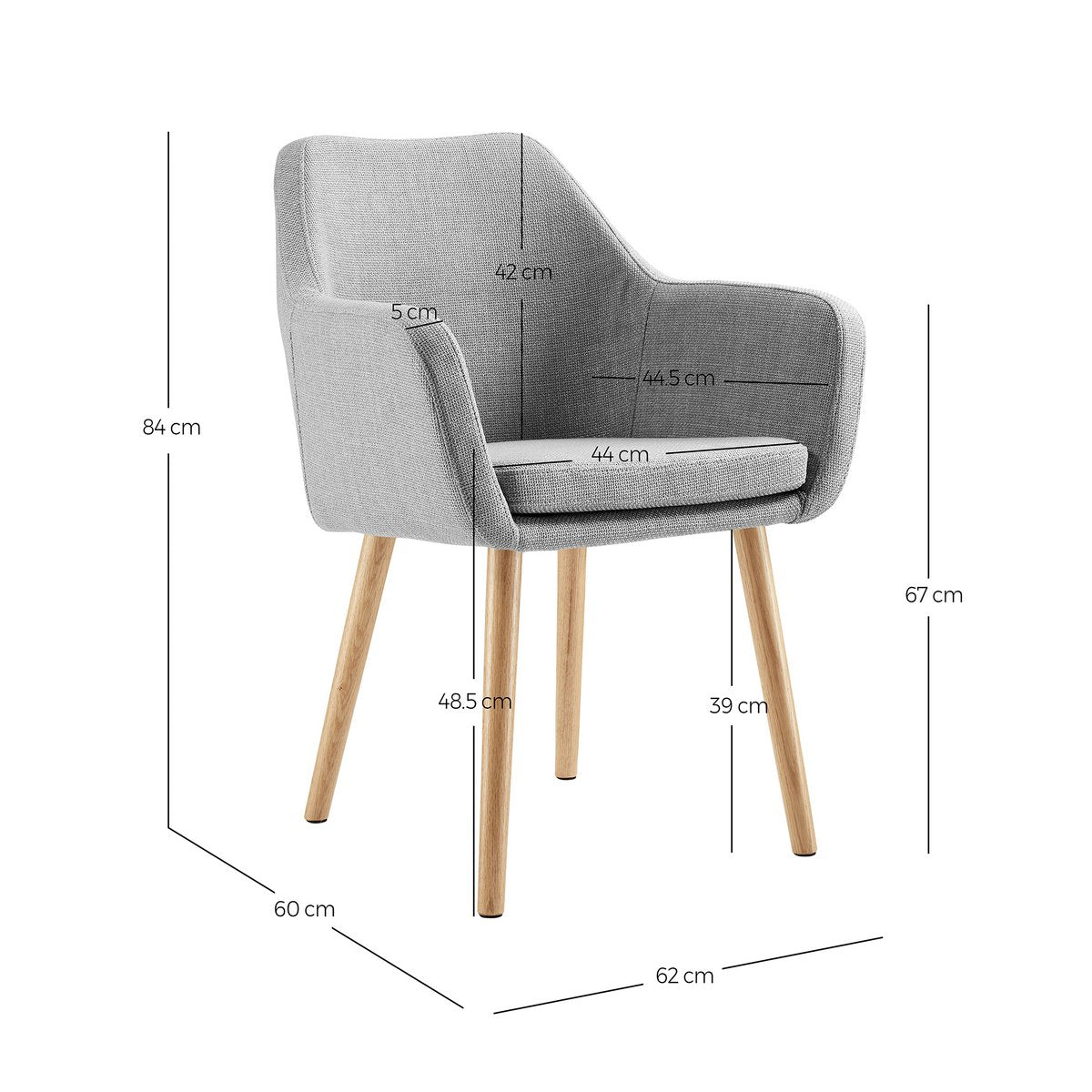 Armchair structural fabric light gray