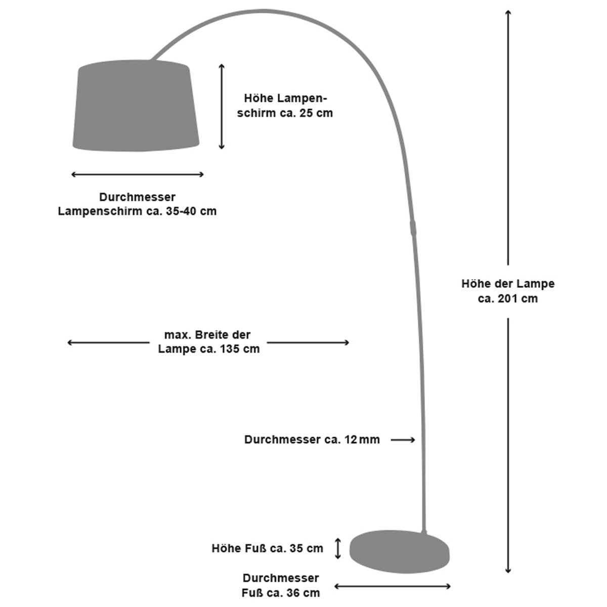 Arc lamp 205 cm white