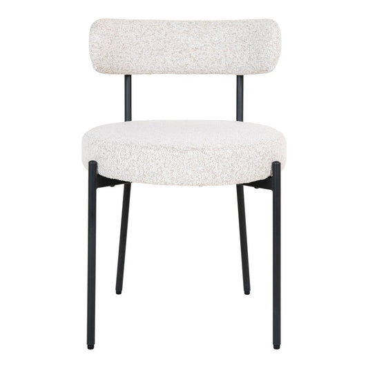Badalona Esszimmerstuhl – Weißes Bouclé, schwarze Beine – 2er-Set