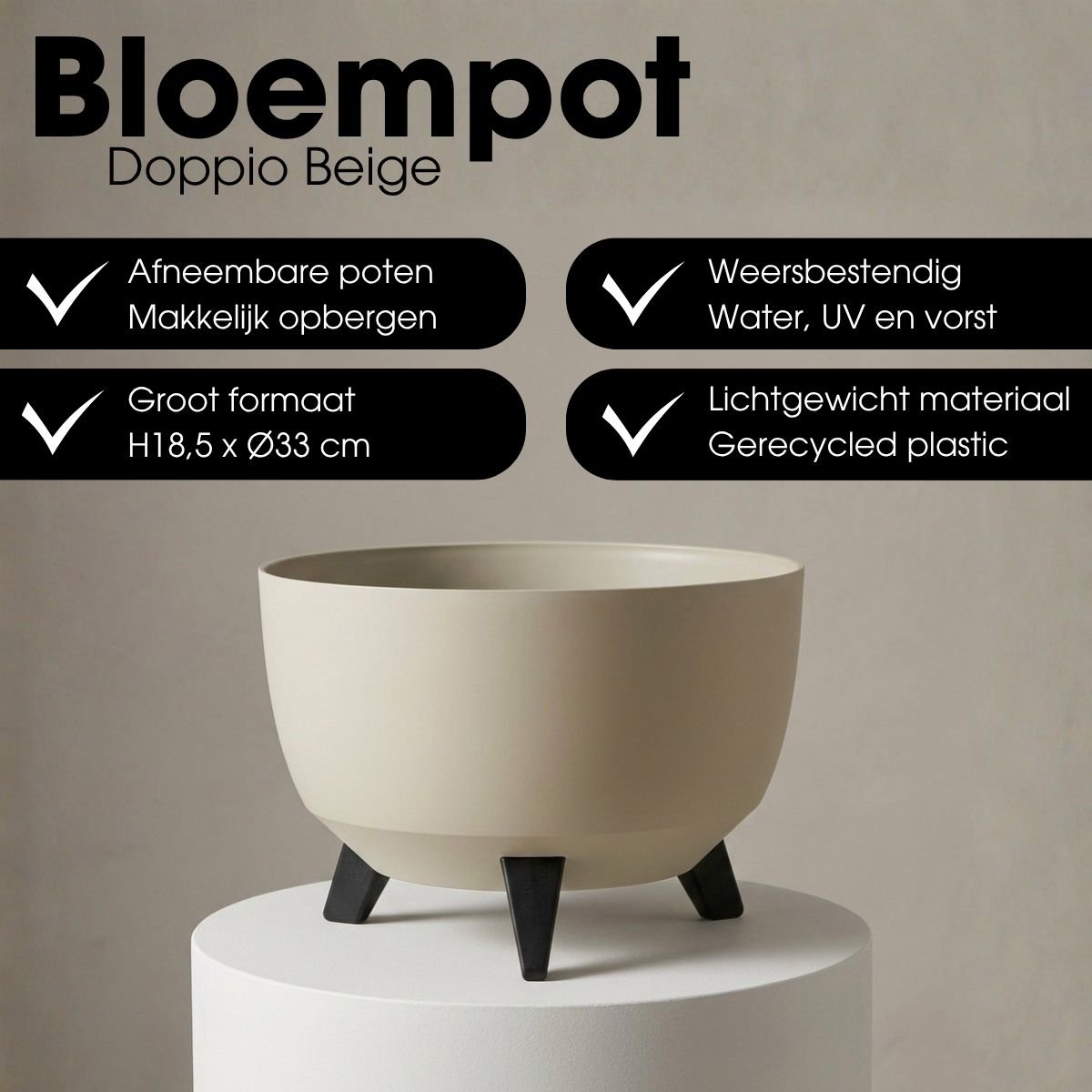 Pflanzgefäß für den Außenbereich Doppio Beige