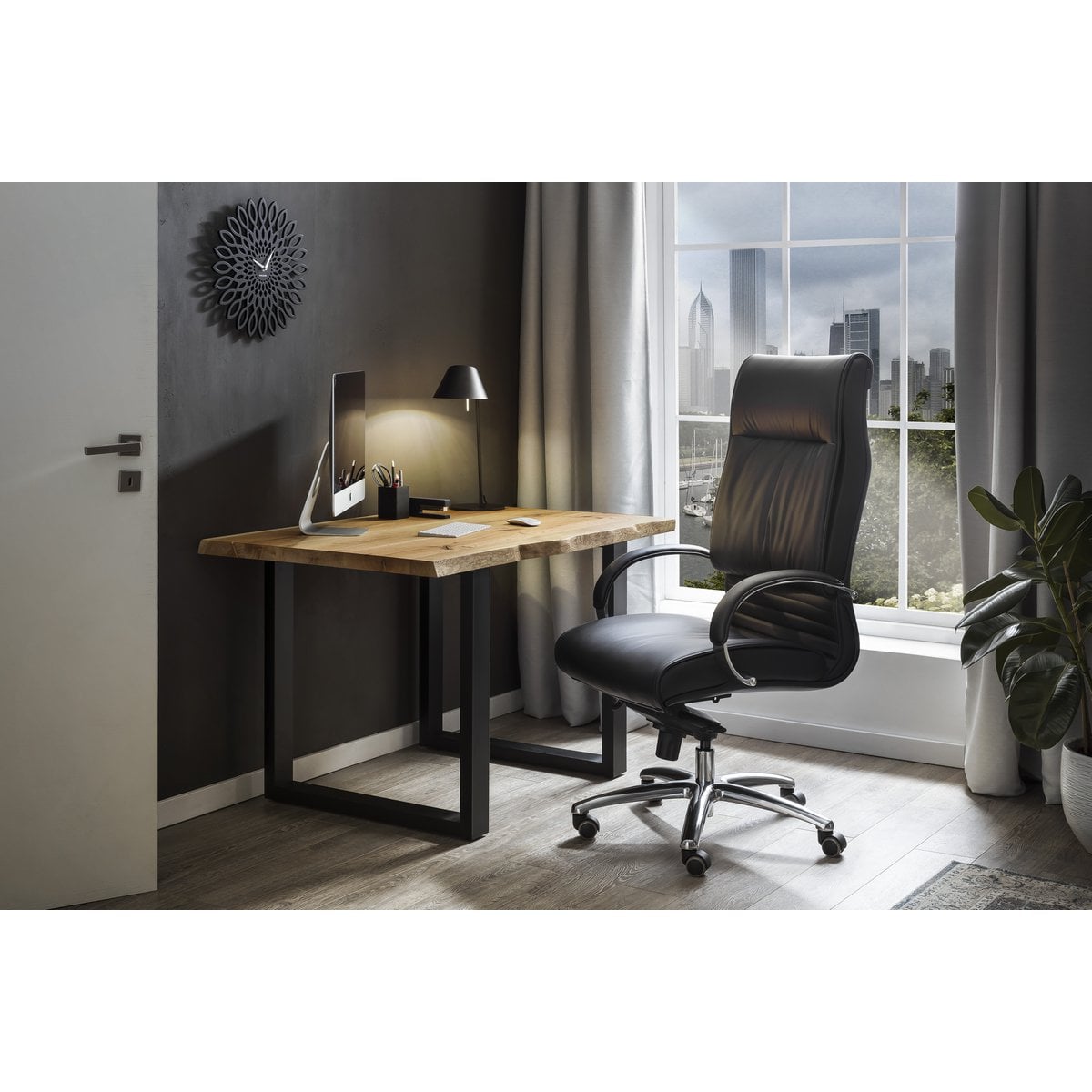 Office chair faux leather look black