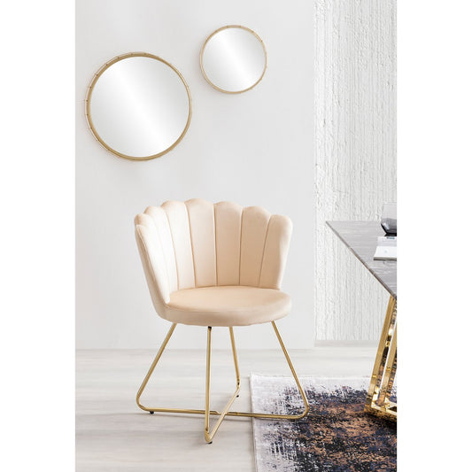 Muschelstuhl aus Samt 2er Set Beige