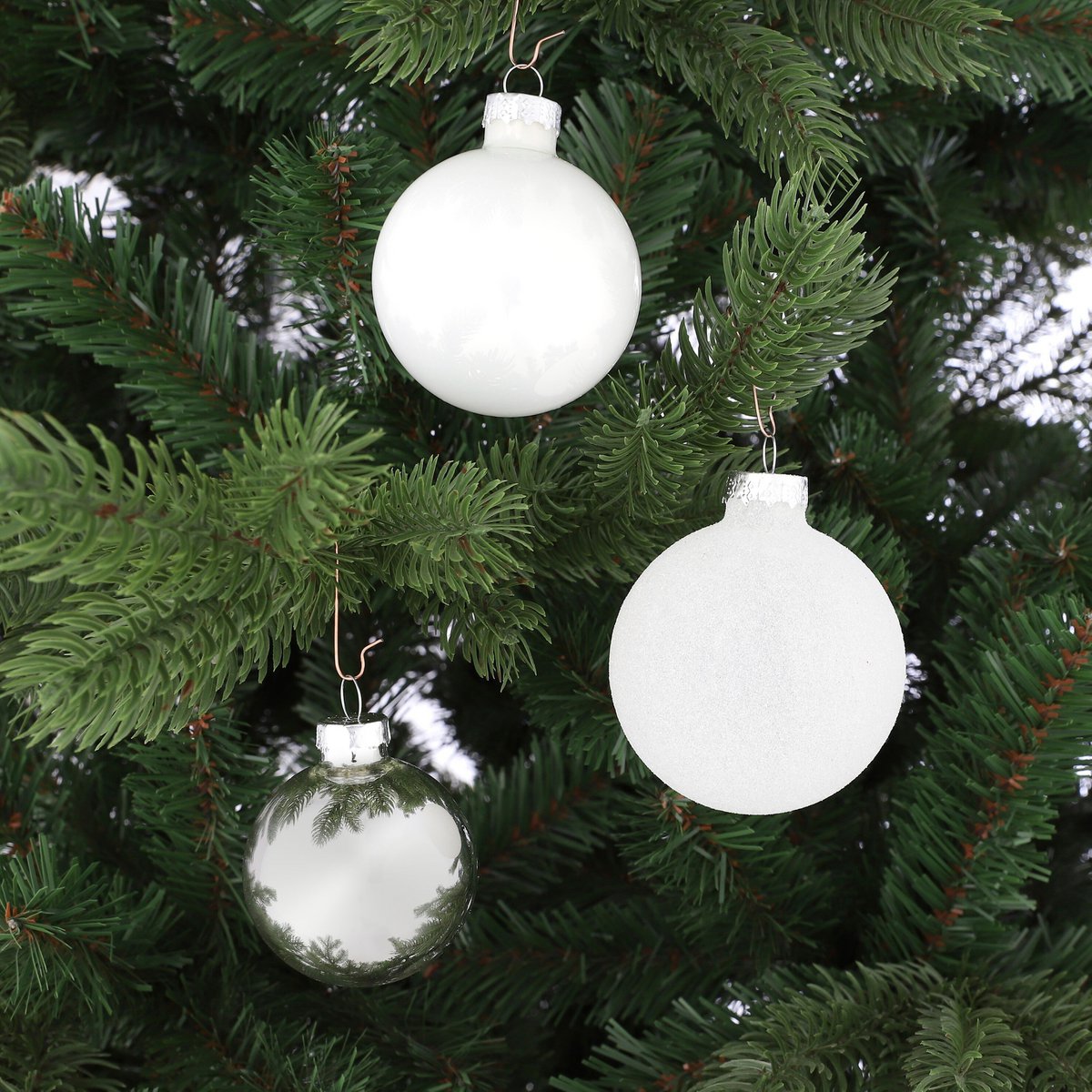 Weihnachtskugel-Set Glaskugeln Weiß