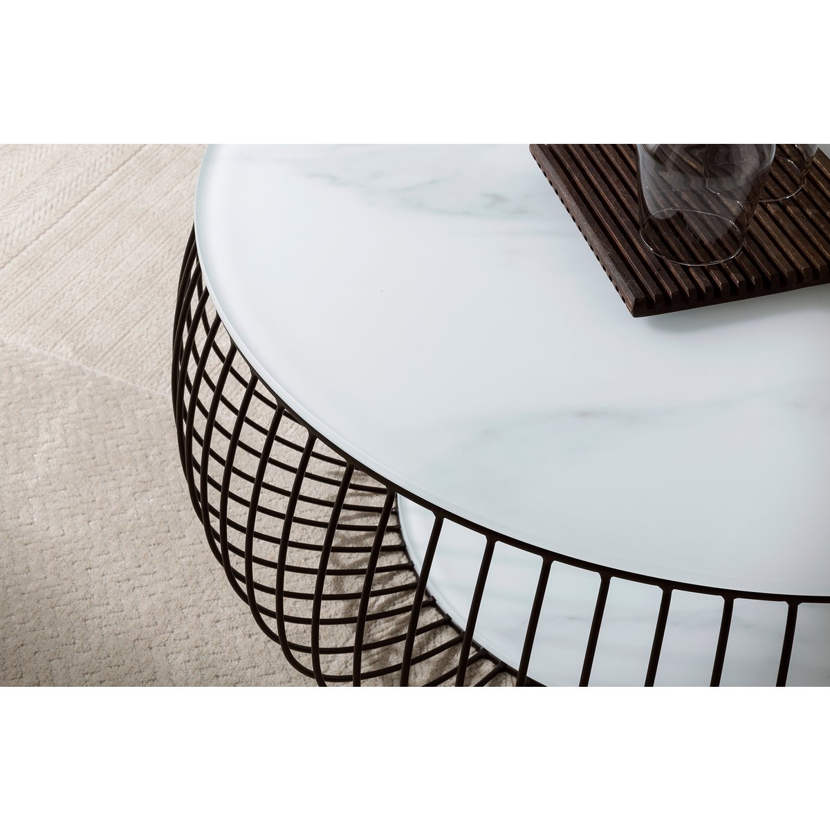 Couchtisch Ø 86 cm Schwarz/Weiß