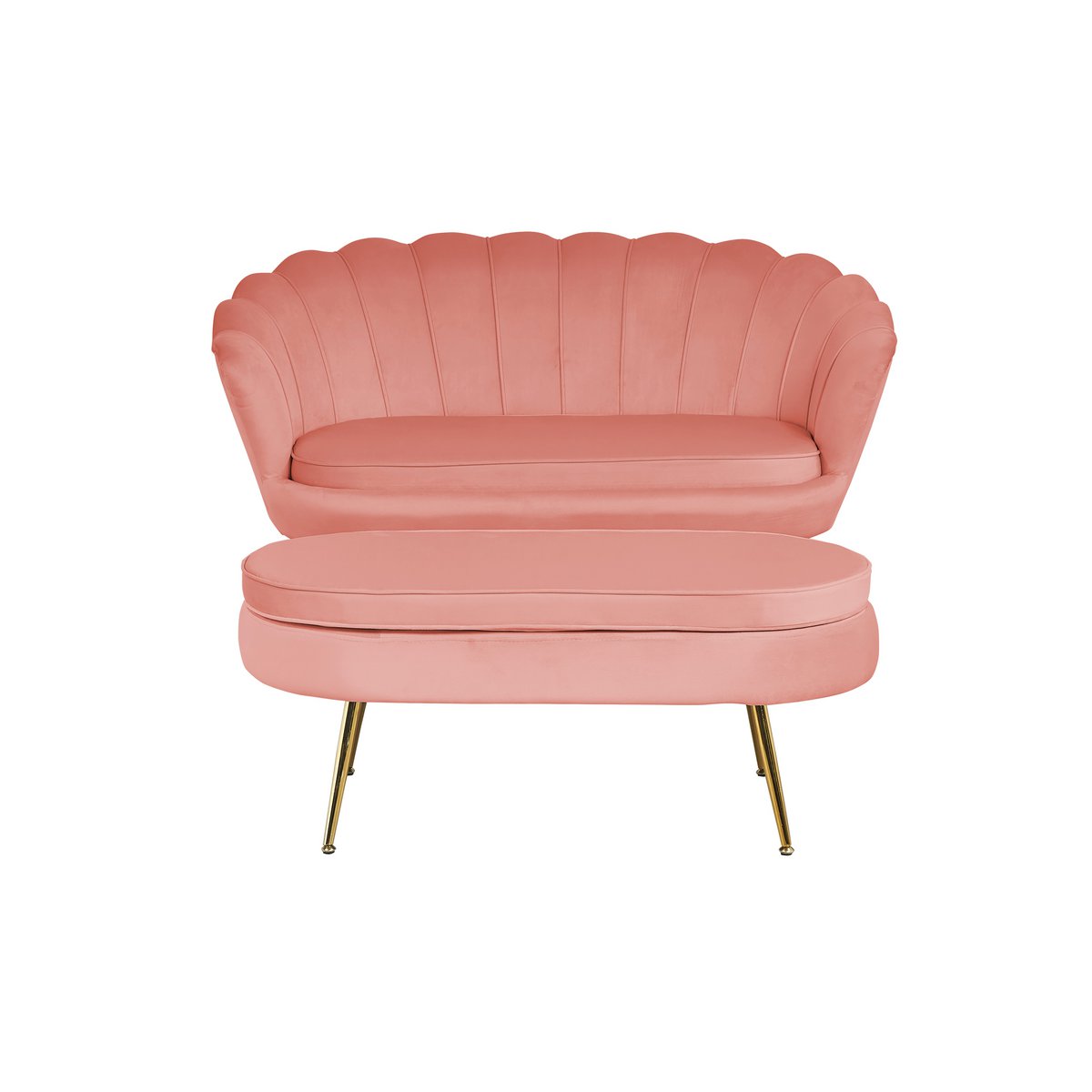 Pouf oval made of rose velvet