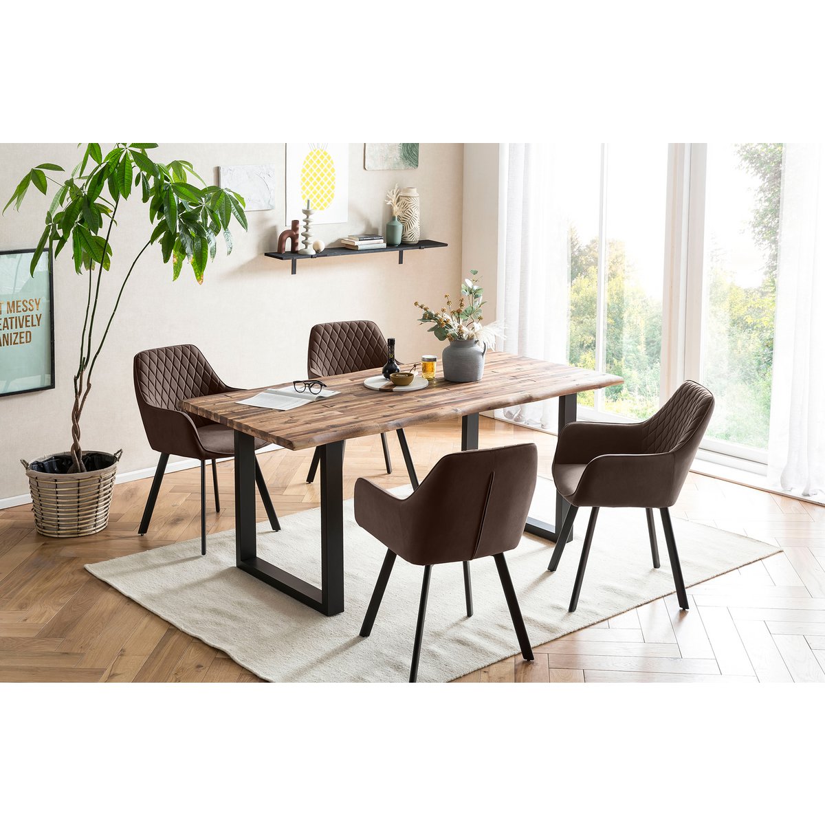 Armchair set of 2 brown