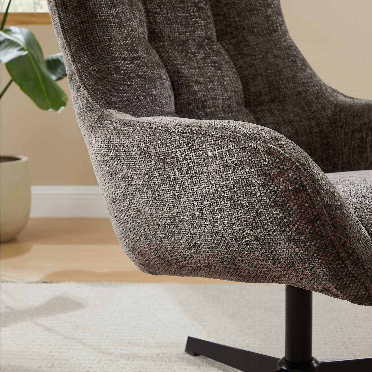 Armchair chenille fabric dark gray
